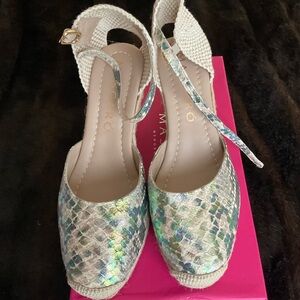 NEW Jaime MASCARO shimmer snake print espadrille wedge shoes 9.5 40 from Mont…
